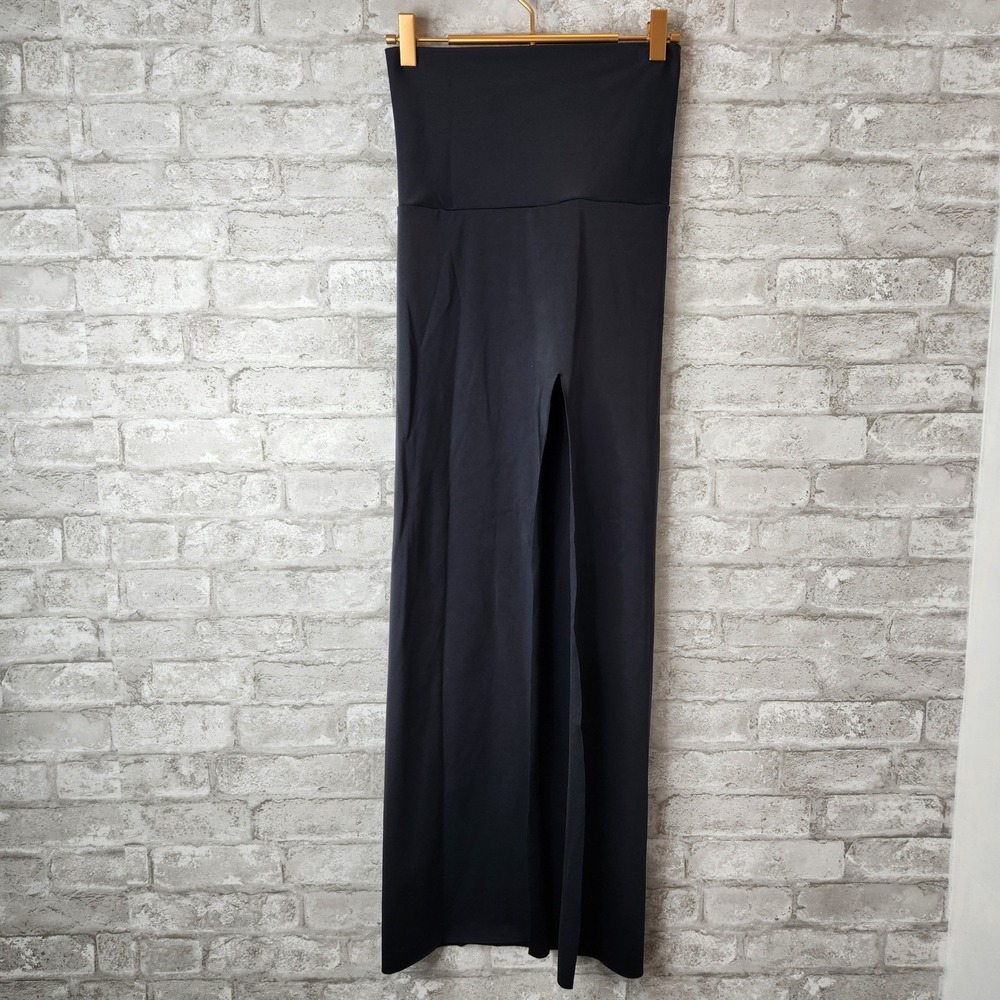 SKIMS Maxi Skirt Black Front Slit High Waisted Minimalist XXS - Picture 2 of 7